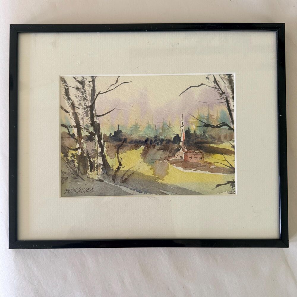 Semi Abstract Water Color Painting  signed by Ed Bookmeyer of Florida.